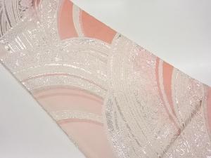 曲線に花々模様織出し全通袋帯